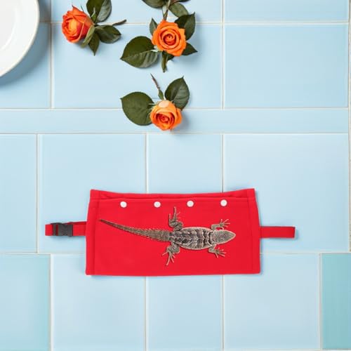 Alasum Bearded Dragon Sling Carrier Adjustable Soft Travel Bag for Reptiles Lizard Pet Outing Red Sling for Chameleon Small Animal Transport
