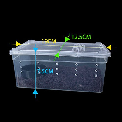 OMEM Portable Reptile Terrarium Habitat for Mini Pet Houses Breathable Holes Stackable Container (XS) - size: 1PCS-Clear-XS