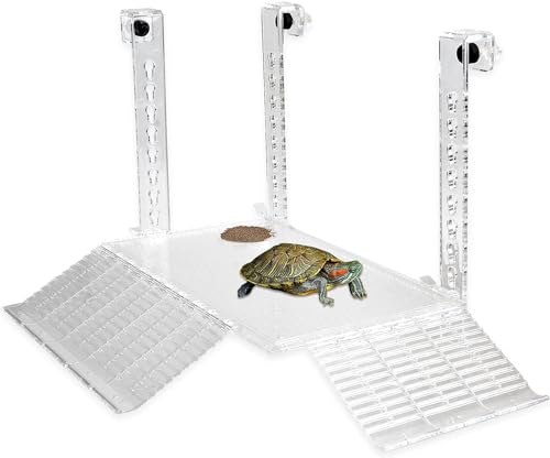 RUIAN Transparent Turtle Basking Platform Hanging Turtle Ramp, Resting Terrace for Turtles Tank Aquarium (30 * 18cm)