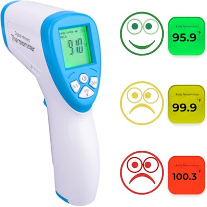 Serenelife Thermometer For Adults Non-Contact Infrared Thermometer Gun, Fast Accurate Readings, High-Fever Temperature gun Alert with 3-in-1 Readings