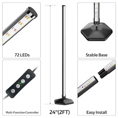 Plant Grow Lights with Timer, 72 LEDs Full Spectrum Grow Lights for Indoor Plants 23 Inch Desk Standing Grow Lights 3 Light Modes 5-Level Dimmable Auto On Off - color: 60CM