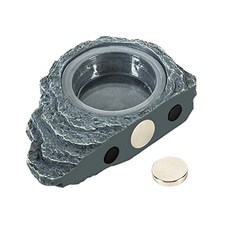 REPTIZOO Reptile Magnetic Feeder Ledge, Single Bowl Reptile Food Dish with 3PCS Feeding Cups Food Water Feeder for Crested Gecko Lizard Chameleon Pets - size: Small