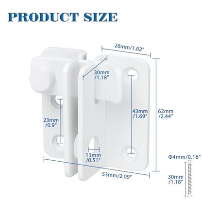 Alise Flip Latch,Gate Latches Slide Bolt Latch Safety Door Lock Catch for Barn Cabinet Pet Cage Wood Fence Bathroom Garage Window,SUS304 Stainless Steel Gate Hardware Locks,White Finish MS5009-W | SUS 304 Stainless Steel Door Latch Lock for Wooden Fence S