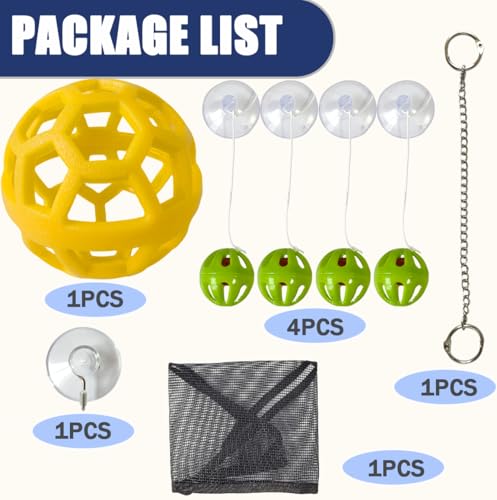 8 PCS Bearded Dragon Enrichment Toys Kit with Feeder Ball, Hanging Bell Balls, Suction Cups & Reptile Hammock - Interactive Foraging Feeder, Habitat Decor Accessories for Lizard Gecko Climbing Play
