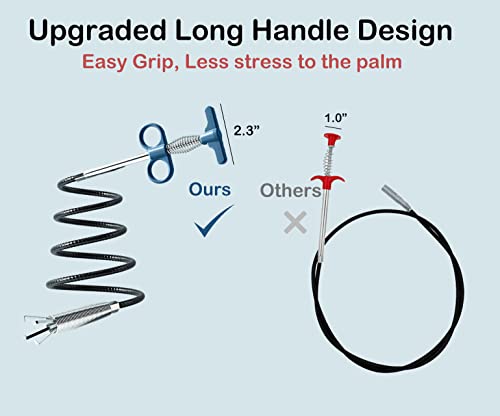120 Inch Grabber Clow Pick up Toilet Snake Drain Clog Remover Shower Drain Snake Sewer Cleaning Hook Upgraded (120")