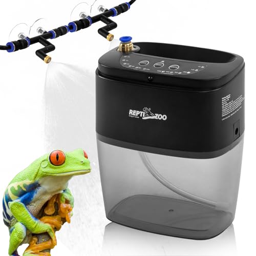 REPTI ZOO 800ml Portable Mister Fogger for Reptile Tank Enclosure - Terrarium Misting System With 2 Nozzles for Amphibians and Rainforest Plants