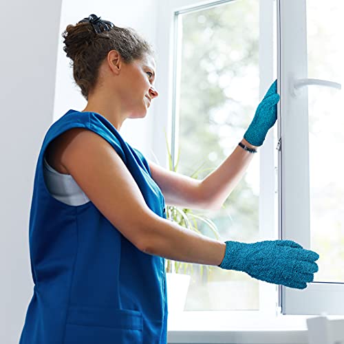 4 Pairs Microfiber Dusting Gloves Washable Reusable Cleaning Gloves Mittens for Plants House Cleaning Car Blinds - color: Purple, Blue, Rose Red, Black, size: Large