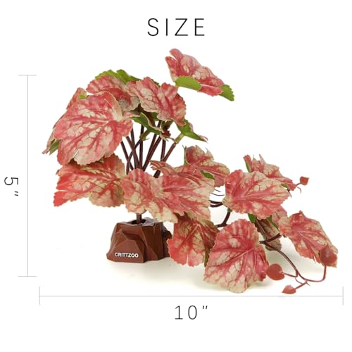 Reptile Fake Plants Terrarium Decor fit Snake Gecko Ball Python - color: Fake Heuchera Micrantha Pink