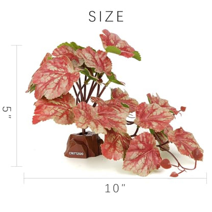 Reptile Fake Plants Terrarium Decor fit Snake Gecko Ball Python - color: Fake Heuchera Micrantha Pink