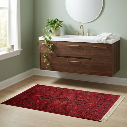 Unique Loom Tekke Collection Area Rug - Sheibani (3' 3" x 5' 3" Rectangle, Red/ Black) - size: 3'1" x 5'3" (Rectangular)