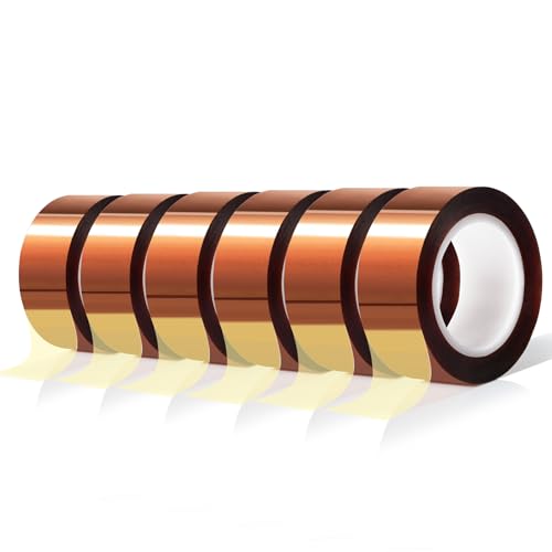 MEBMIK 6 Rolls 20mm x16m(52FT) Heat Tape High Temperature Heat Resistant Tape Heat Transfer Tape for Heat Sublimation Press Vinyl,No Residue