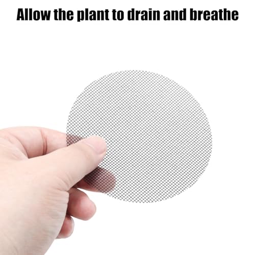 PINE & LINEN 100pcs Flower Pot Hole Mesh Pad, Round Drainage Mat Plant Potting Grid Mat, Prevent Soil Loss for Gardening/Gardeners(10cm/4inch) - size: 10cm/4inch