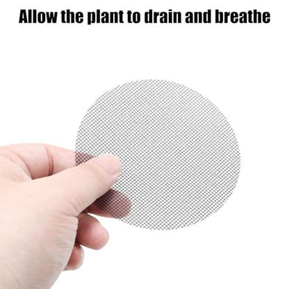PINE & LINEN 100pcs Flower Pot Hole Mesh Pad, Round Drainage Mat Plant Potting Grid Mat, Prevent Soil Loss for Gardening/Gardeners(10cm/4inch) - size: 10cm/4inch