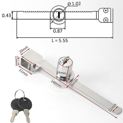 Sliding Glass Door Ratchet Lock,Locks for Glass Display Case with Chrome Finish, Security, Keyed Alike Showcase Display-2PACK