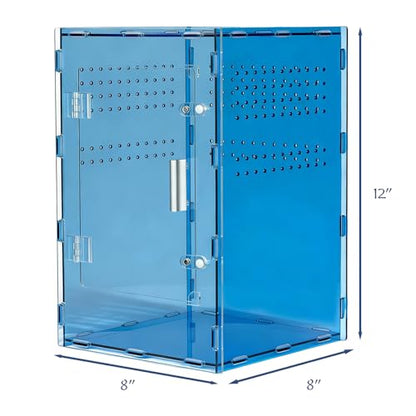 8x8x12 Blue Acrylic Terrarium Vertical for Spider Reptile | Vertical blue acrylic terrarium 8x8x12, waterproof sealed body, secure anti-escape, suits Reptile spider small lizard - color: Blue