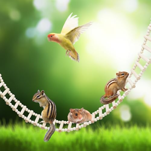 Rat Ladder Bridge Toy, Rat Climbing Toys, Natural Wooden Hamster Ladder Bridge Toy, Cage Accessories for Bird Parrot Cockatiel Sugar Gliders - 36 Steps - 50.78 x 3.14 Inch - size: 36 Steps - 51 × 3 Inch
