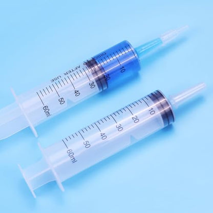 10 Pack 60ml Syringes Without Needle, Sterile & Individually Sealed, Large Plastic Syringes for Liquid, Precise Measuring for Pet Feeding, Scientific Labs & Dispensing - size: 60ml