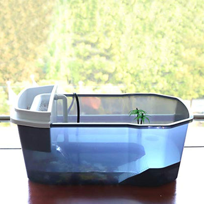 PINVNBY Plastic Turtle Tank Reptile Habitat Pet Terrariums Turtles Tank Aquarium Terrapin Topper Basking with Platform Plants,Durable,Safe, Non-Toxic(Black) - color: Black, size: 【1 PCS】