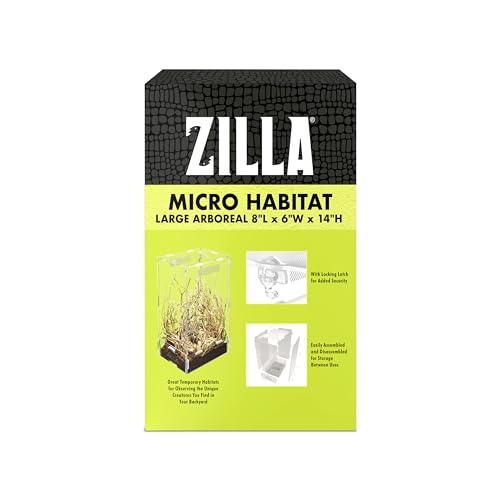 Zilla Micro Habitat Terrarium, Arboreal, with Locking Latch, for Isopods, Spiders, Insects, Large - size: Large, style: Arboreal