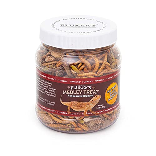 Fluker's Medley Treat for Bearded Dragons, Grasshoppers, Mealworms and Crickets, 1.8 oz - size: 1.8 Ounce (Pack of 1)