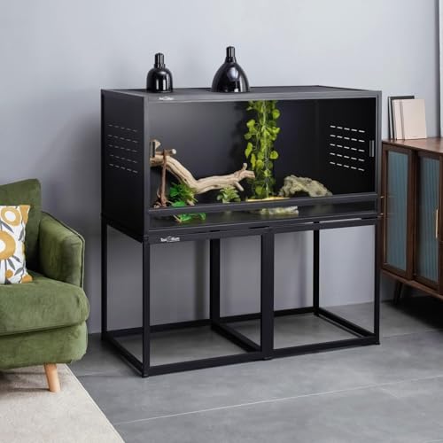 Reptile Enclosure Stand Bundle: Elevate Your Habitat - Includes Stand and Extra Enclosure for a Complete Elevated Setup 48 inches Width(Black) - color: Black, size: L-48''-Stand with enclosure