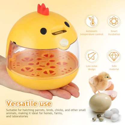 TOYANDONA 5 Egg Incubator with Automatic Temperature and Humidity Control - Small Bird Incubator with Egg Candler Air Vent for Hatching Chicken Duck Goose Quail Parrot Home Poultry Care Hatchery