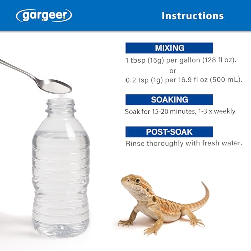 Gargeer Premium ReptiSoak Electrolytes SOAK for Reptiles | Hydration & Recovery Bath Powder for Bearded Dragons, Geckos, Lizards, Tortoises | Electrolyte Reptile Supplement | Made in USA. Enjoy!