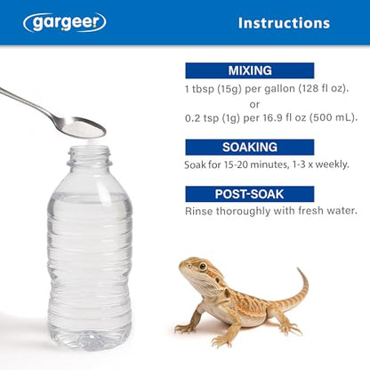 Gargeer Premium ReptiSoak Electrolytes SOAK for Reptiles | Hydration & Recovery Bath Powder for Bearded Dragons, Geckos, Lizards, Tortoises | Electrolyte Reptile Supplement | Made in USA. Enjoy!