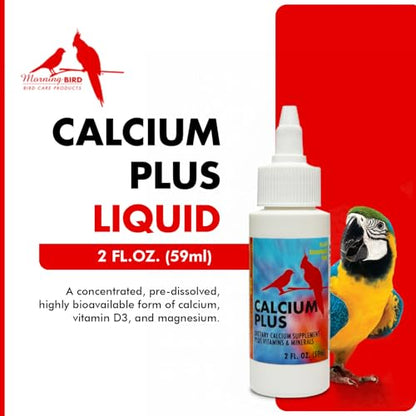 Calcium Plus Liquid 2 Fl Oz - Wellness and Breeding Support | Calcium Supplement - Supports Healthy Growth, Bone Strength, Breeding, Brain and Muscle Function, and Wellness for All Birds - size: 2 Fl Oz