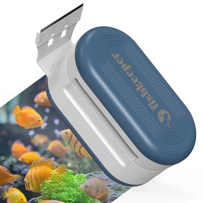 fishkeeper Aquarium Glass Cleaner, Double Side Algae Scraper with 2 Blades | Magnetic Aquarium Glass Cleaner with Self Floating, Glass Scrubber Brush for 0.2-0.7 Inch Thick Thick Glass & Acrylic Tanks