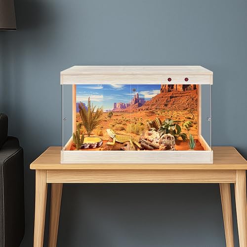 Royxen Reptile Enclosure,31 Gallons Reptile Tank with Wooden Top and Lockable Design,Tempered Glass Bearded Dragon Tank for Lizard Gecko Habitat (Oak,24" Length) - color: Oak, size: 31 Gallons,24" Length
