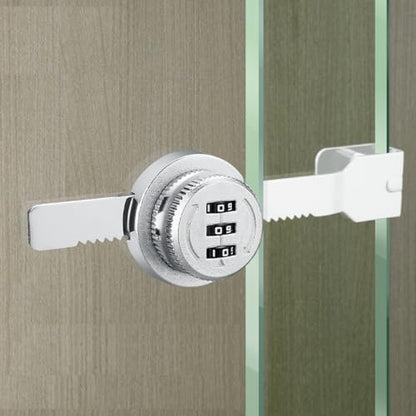 Keyless Combination Ratchet Lock for Sliding Glass Door Showcase Display Case Cabinet 3-Digital Password (Silver) - color: Silver