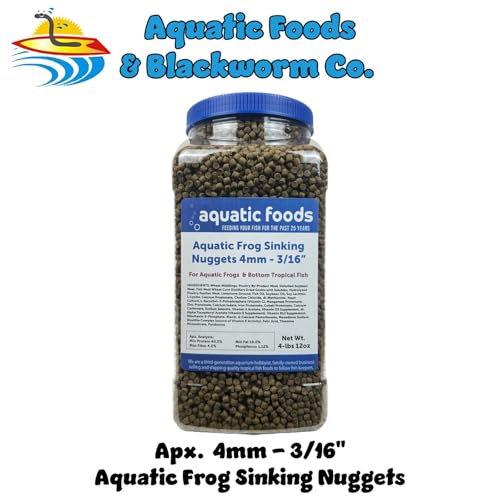 Aquatic Frog 4mm Sinking 40% Protein Nuggets… 4-lb 12oz Large Jar | 40% Protein, Ideal for All Frogs, Bottom Tropical Fish, Jar, Protein Nuggets, Sinking - size: 4.75 Pound (Pack of 1)