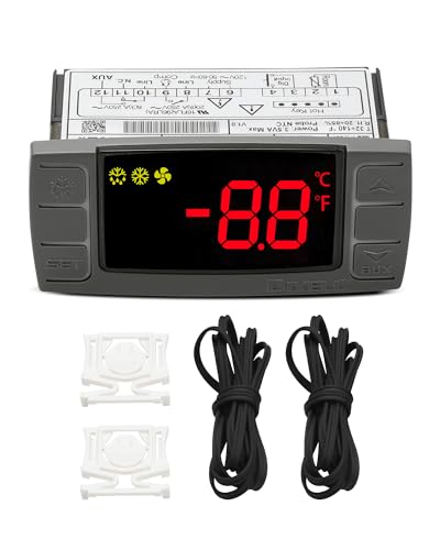 W0302186 Controller Replace for Dixell XR03CX-4N0F1 Temperature Controller, Fit for 120V Commercial Refrigerators/Freezer, with Temperature Sensor Probes & Clasp - size: XR03CX-4N0F1