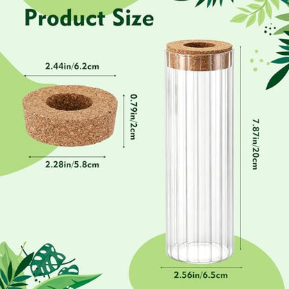 6 Set Propagation Station Jar Desktop Glass Planter Station Flower Vases Water Terrarium Jar with Cork Lid for Propagating Flower Plants Centerpiece Office Home Garden Decor(Large) - size: Large