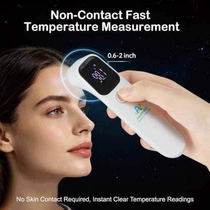 Baby Thermometer No Touch Infrared Forehead | Forehead Thermometer for Babies, Kids and Adults, Fast 1 Second Reading, Quiet Night LED Display, Fever Alert, F/C Switchable - color: Black White