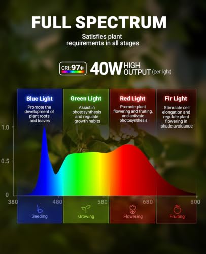 Barrina TR40A Track Grow Lights, 40W 4000K, White Cover with Timer, 1-Pack | 15°-60° Adjustable Beam Angle, Wall Mounted Plant Light, Full Spectrum, Ceiling LED Growing Lamp for Seed Starting, Vegetable - color: 4000K, size: 40W-White Cover