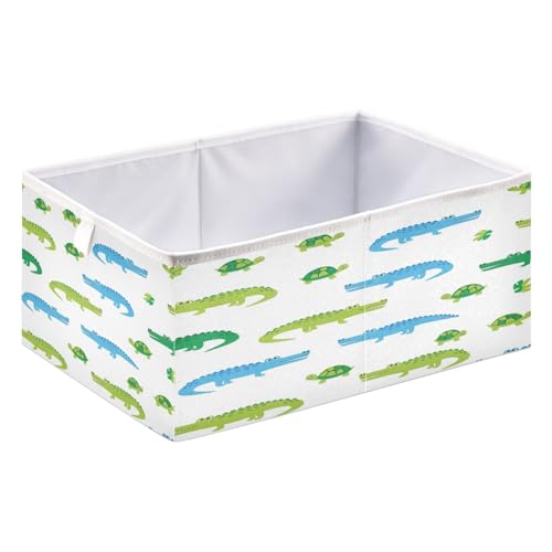 QUGRL Crocodile Reptile Pattern with Turtles Storage Bins Organizer Foldable Clothes Storage Basket Box for Shelves Closet Cabinet Office Dorm Bedroom 15.75 x 10.63 x 6.96 in - size: 15.75x10.63x6.96in