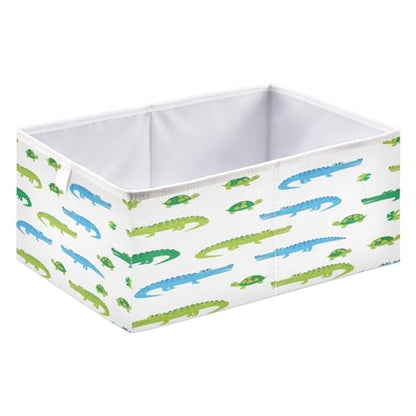 QUGRL Crocodile Reptile Pattern with Turtles Storage Bins Organizer Foldable Clothes Storage Basket Box for Shelves Closet Cabinet Office Dorm Bedroom 15.75 x 10.63 x 6.96 in - size: 15.75x10.63x6.96in