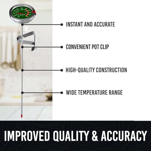 CRAFT911 Candy Thermometer with Pot Clip - Deep Fry Oil Thermometer for Frying and Candle Making (Green) - color: Green