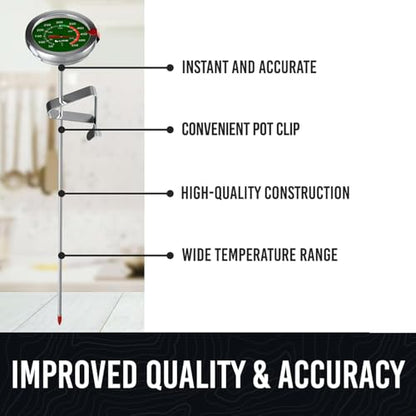 CRAFT911 Candy Thermometer with Pot Clip - Deep Fry Oil Thermometer for Frying and Candle Making (Green) - color: Green