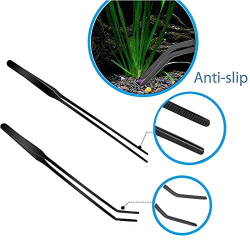 Aquarium Scissor Tweezers Spatula Tool - 4 in 1 Stainless Steel Aquatic Plants Aquascaping Tools Set for Fish Starter Kits & Aquariums Tank(Black) - color: Black