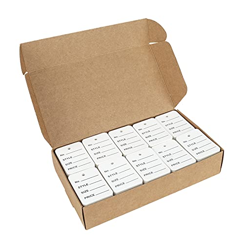 jijAcraft 1000Pcs Price Tags, White Clothing Tag for Retail, Small Kraft Paper Tags for Labeling Price, Size, Number, Writable Price Hangtag for Business Supplies Selling Jewlry, Clothes (1.9" X 1.4") - color: White