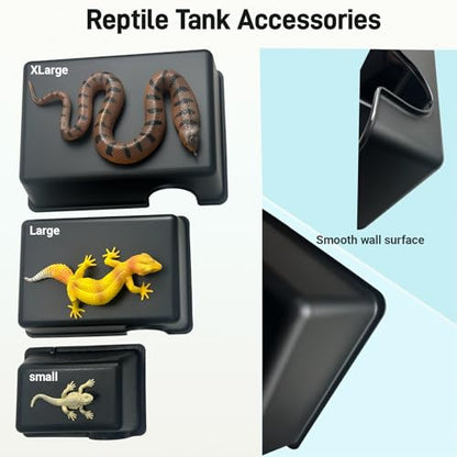 11.5in Reptile Humid Large Hide Cave, Moist Hideout for Gecko, Lizard, Snake - Natural-Looking Shelter for Humidity Retention & Shedding Support, with Easy-Clean Design (11.5"x7.8"x2.7") - size: X-Large (1 Count)