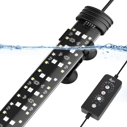 AQQA 26.97 Inch Submersible Aquarium Light, 24/7 Mode Fish Tank Light | 7 Adjustable Angles, 9 Color Options, 4 Rows Beads, Dimmable & Timer Control, IP68 Waterproof Full Spectrum Plant Light - size: 26.97In ( For 27.56''-53.94'' Length Fish Tank)