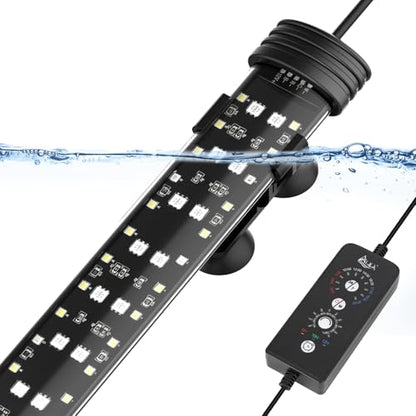 AQQA 26.97 Inch Submersible Aquarium Light, 24/7 Mode Fish Tank Light | 7 Adjustable Angles, 9 Color Options, 4 Rows Beads, Dimmable & Timer Control, IP68 Waterproof Full Spectrum Plant Light - size: 26.97In ( For 27.56''-53.94'' Length Fish Tank)