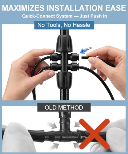 40FT Main tube1/2 Drip Irrigation System Kit with 40 Adjustable Nozzles | All Quick-connect, PE UV-Resistant 2X Lifespan of PVC, Easy Connect, 40FT 1/2" Main tube+ 197FT 1/4" Tube, 4 Nozzle Types - size: 40 Nozzles+ 40FT+197FT All Quick-connect