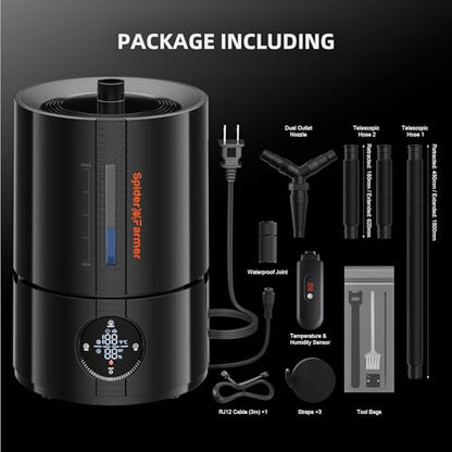 Spider Farmer 5L Cool Mist Plant Humidifier with Hose for Indoor Grow Tent | App Control, Target Humidity Set, 450ml/H Max Output, Temp & Humidity Probe, Extendable Targeting Hose