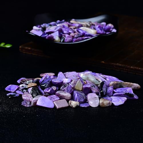 Erliway 7-9mm Charoite Healing Crystal Chips for Crafts, 100g | Natural Crushed Crystal Stones Tumbled Chips for Vase Filler Aquarium Gravel, Meditation Chakra Balancing, Candle DIY Making - color: Charoite