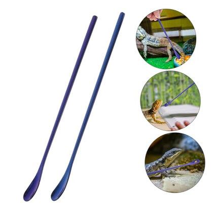 SUPVOX 2pcs Reptile Feeding Spoon Ergonomic Handle Pet Food Scoop for Lizards and Small Animals Safe Stainless Steel Convenient Design for Easy Feeding